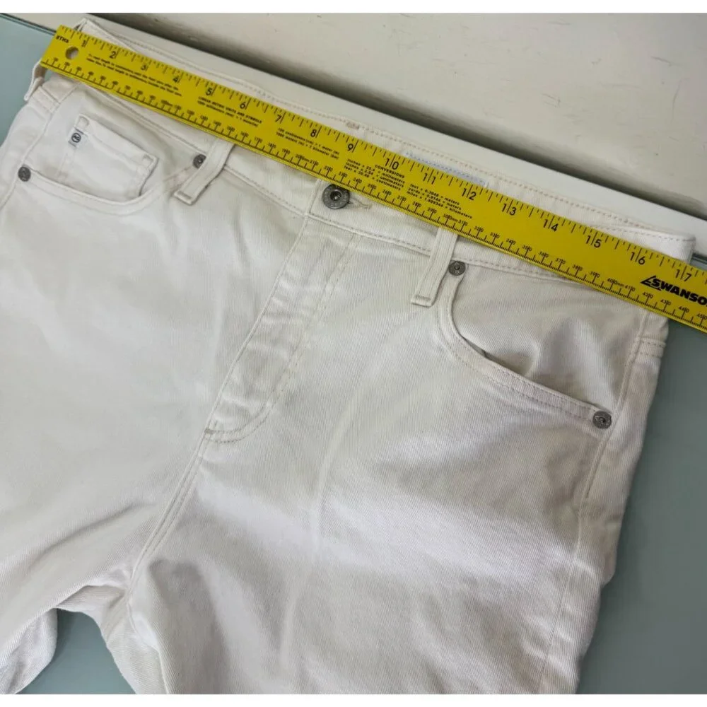 AG Adriano Goldschmied Farrah Boot Crop Jeans 32 High Rise Cream White Wide Leg - Picture 5 of 13